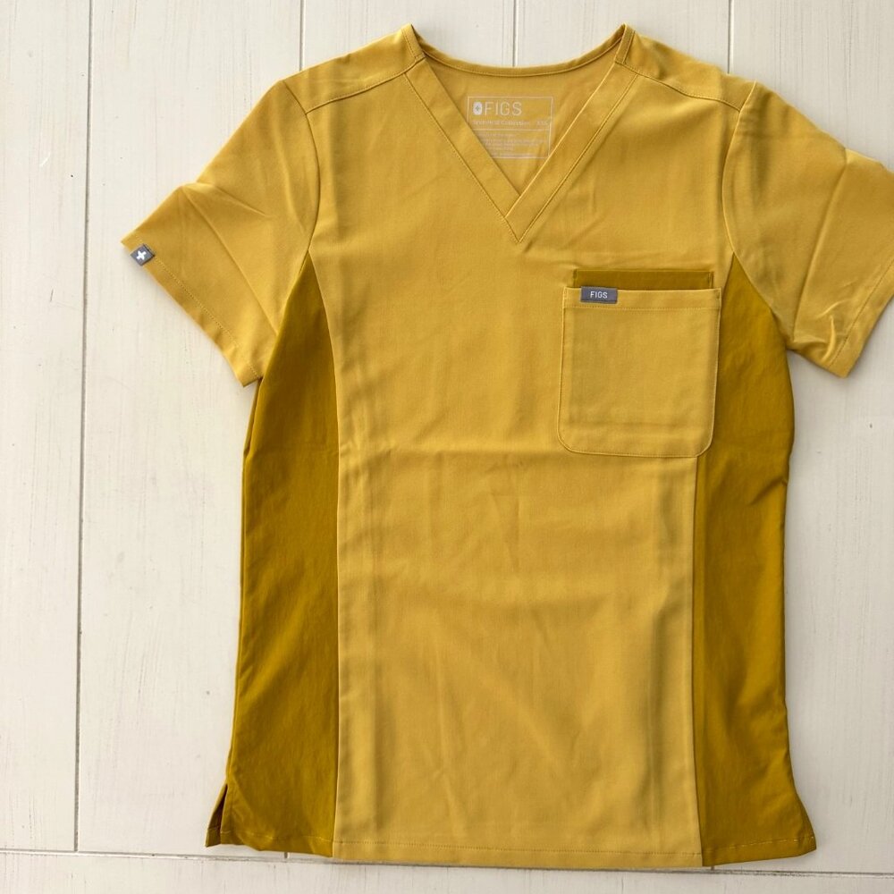 Figs - Light Gold Catarina - One-Pocket Scrub Top - XXS